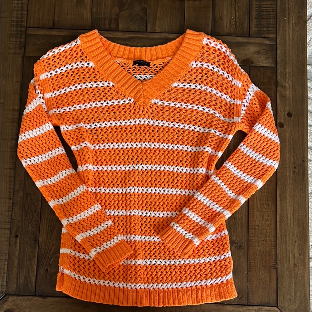 Talbots Orange and White Striped Knit